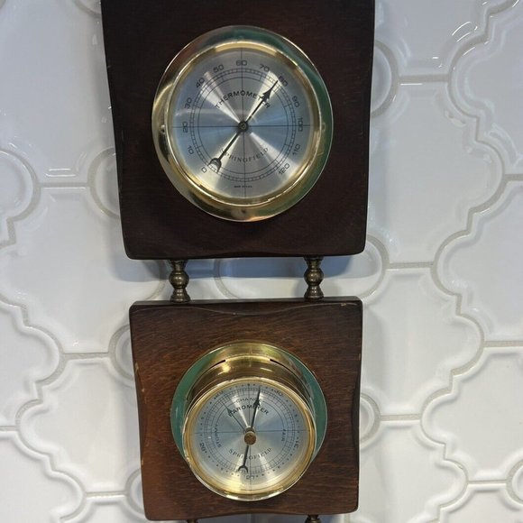 Springfield Weather Station Thermometer, Barometer & Humidity Meter Wood Vintage - Picture 3 of 11